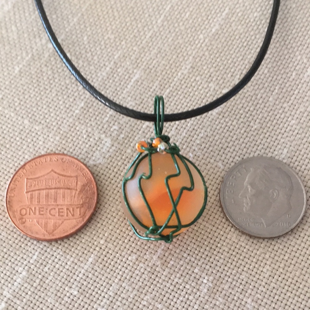 HAND CRAFTED Marble Necklace Wire Wrapped Colorful - Picture 5 of 5